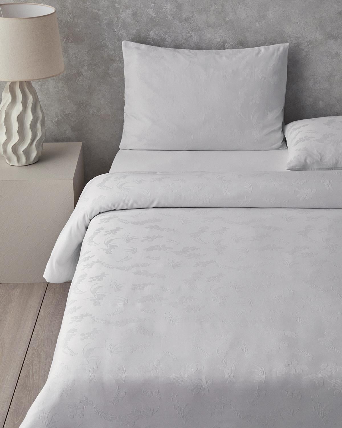  Lenjerie de pat completa King Size, Glare, bumbac-viscoza-poliester, 240x220 cm/180x200 cm/50x70 cm, alb