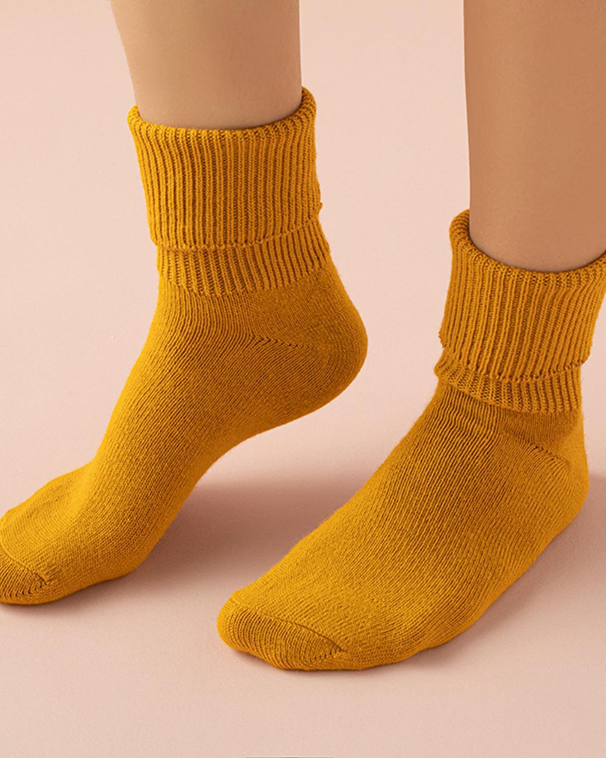 Șosete lungi, damă, 1 pereche, Basic Soft, acril, mărimea, 36-40, galben muștar