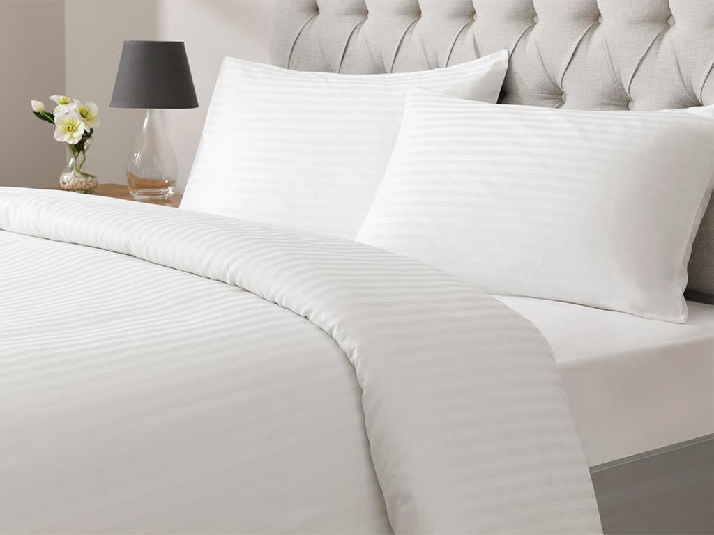 1 cm Çizgili 82 Tel  SET LENJERIE DE PAT 160x220 cm White