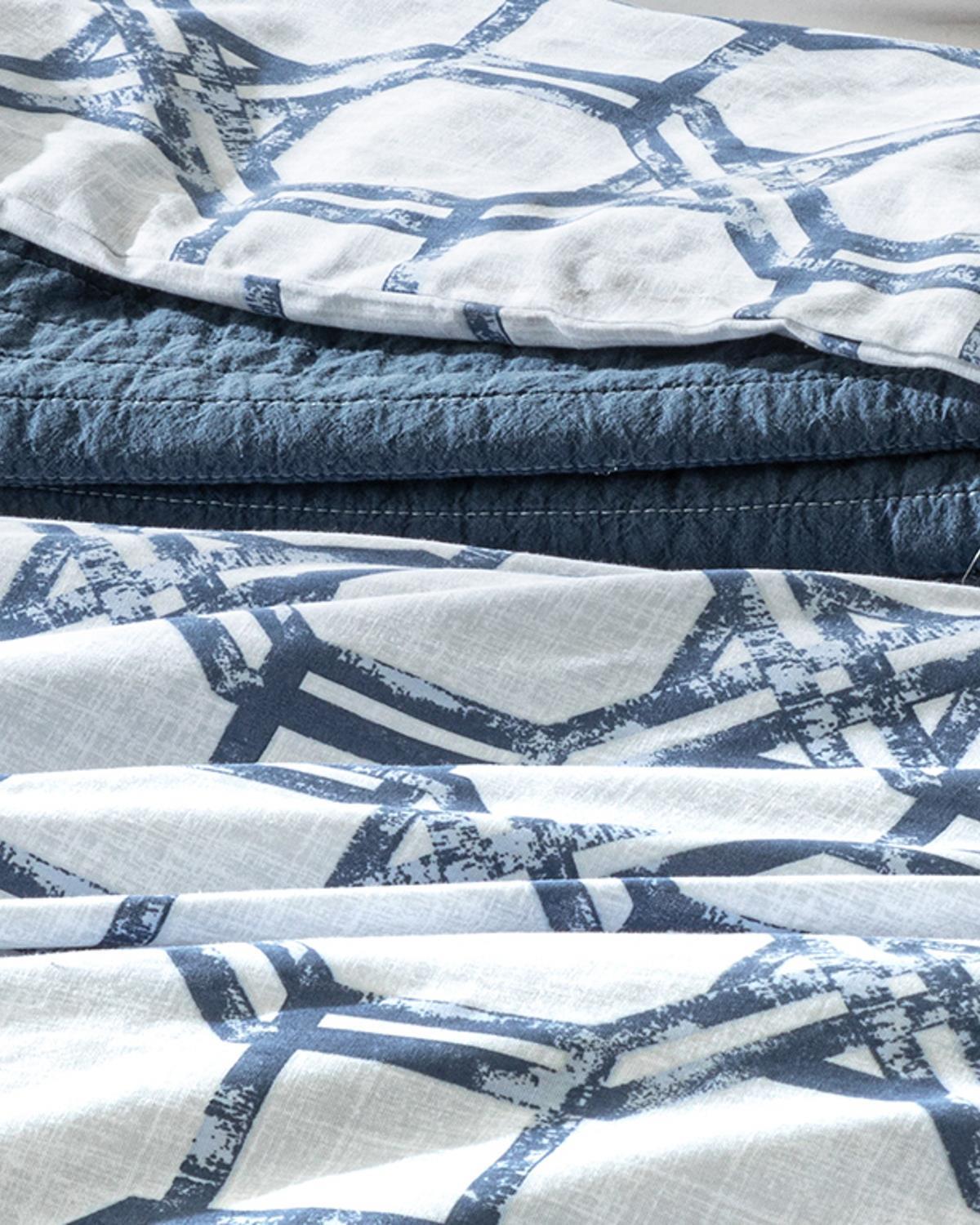 Adelmo Bumbac Double Set Lenjerie De Pat 200x220 cm Indigo.