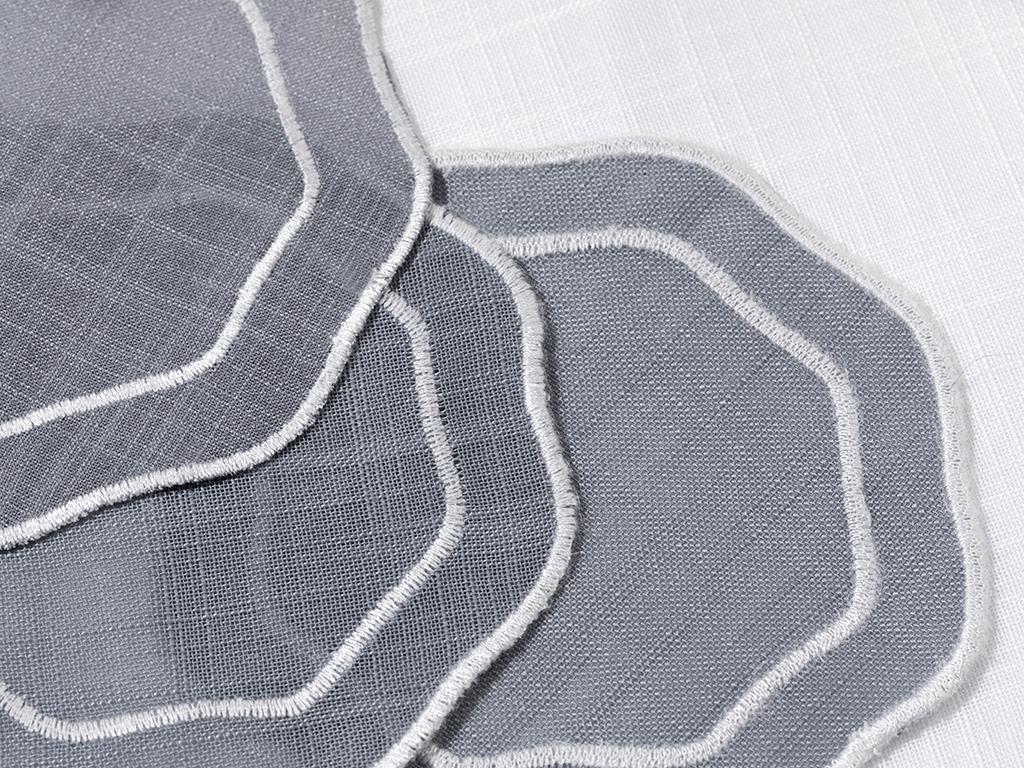 Adora Polyestere 4 Set Coaster 11 cm Gray-White