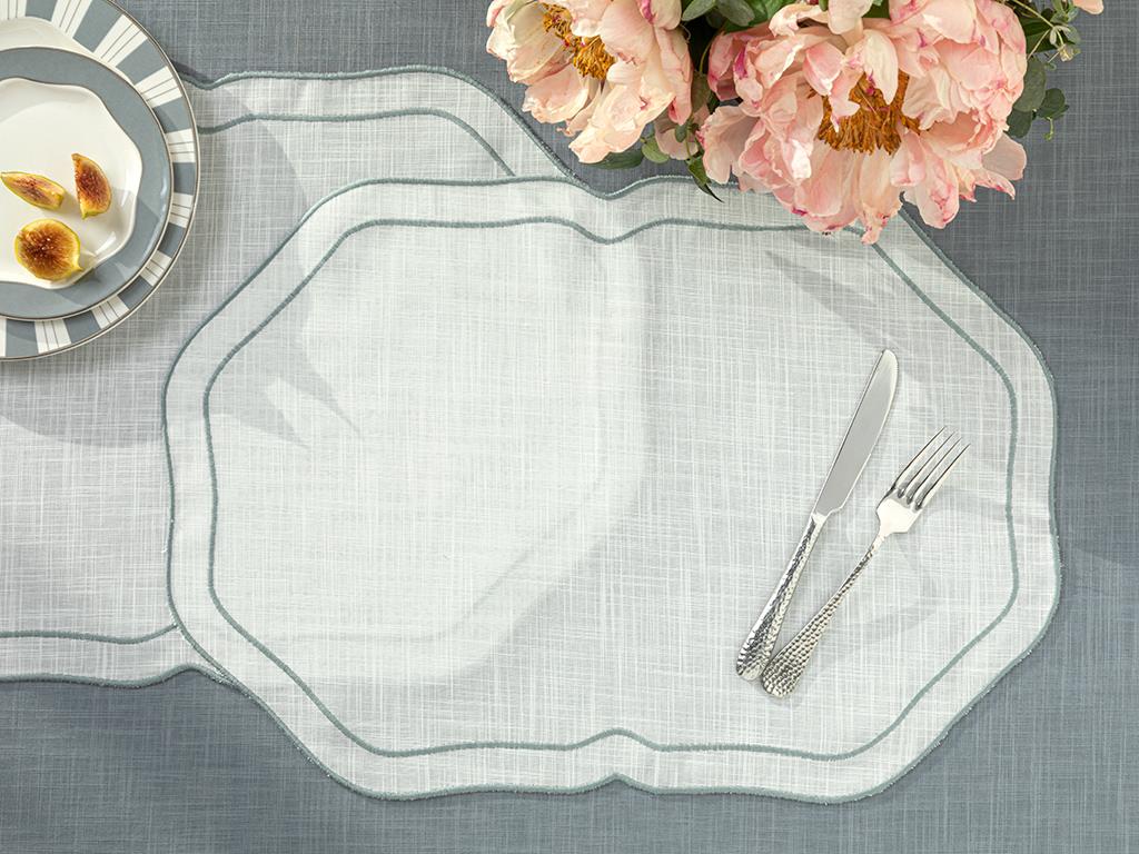 Adora Polyestere 2 Set Place Mat 35x50 cm White-Gray