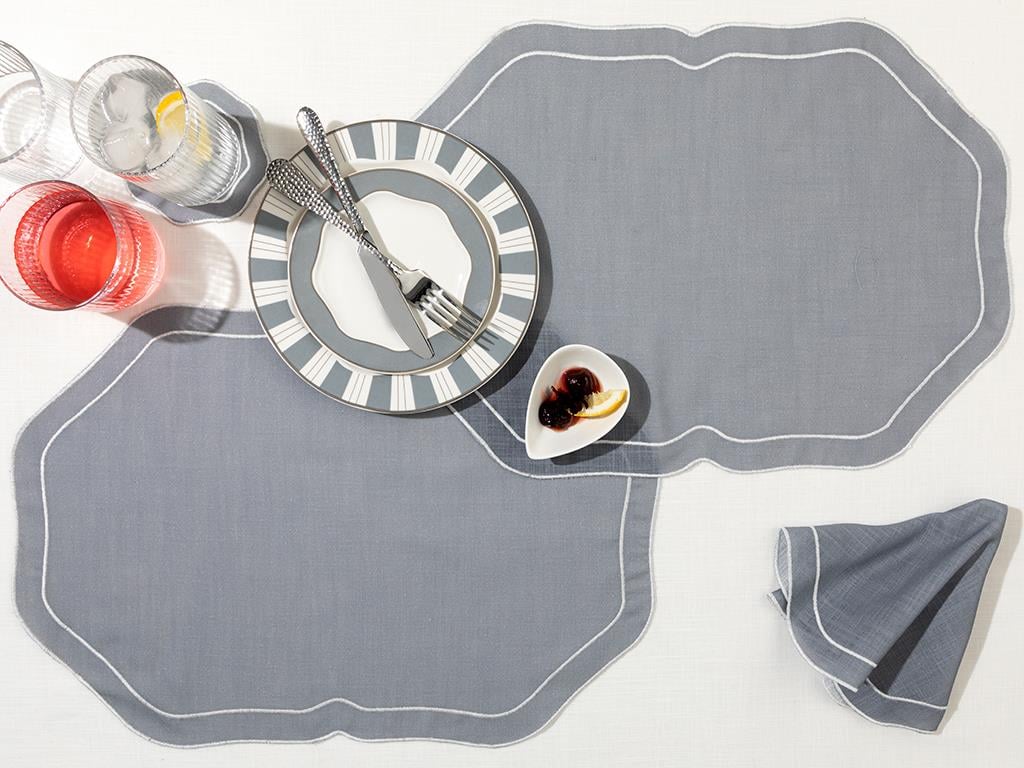 Adora Polyestere 2 Set Place Mat 35x50 cm Gray-White