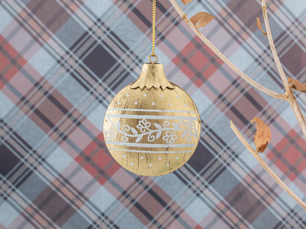 An nou fericit Ornament De Agățat 6,5x8,5cm Aur În Aer Liber.
