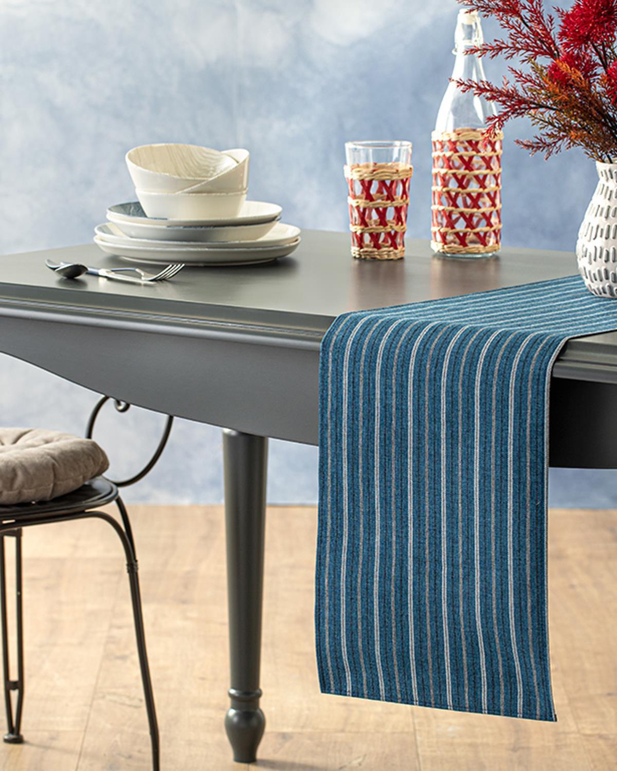 Art pop Polyester Runner 30x160 cm Navy Blue