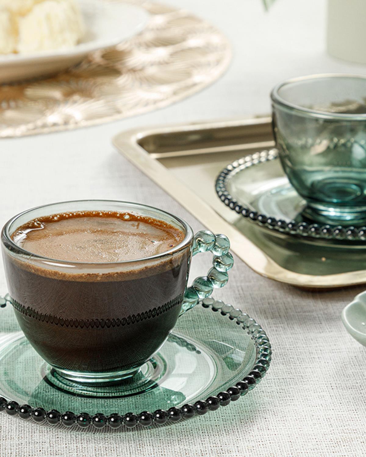 Balloon Glass 4 Parça 2 Kişilik Coffee Cup Set 90 ml Green
