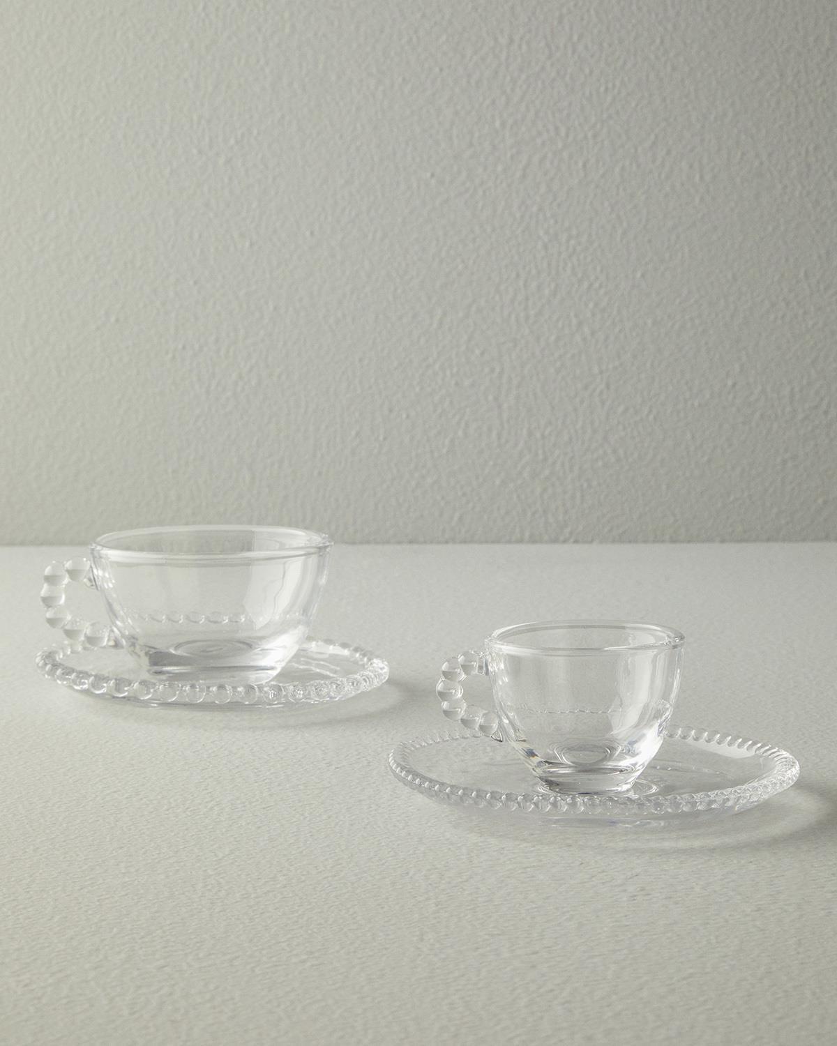 Glass Tea Cup Set 160 ml Transparent