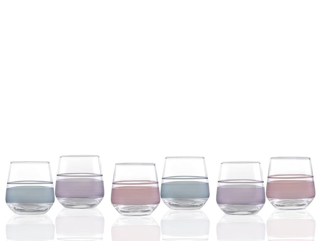 Band Glass 6 Pcs for Coffee Side Water Glass 115 ml Colored