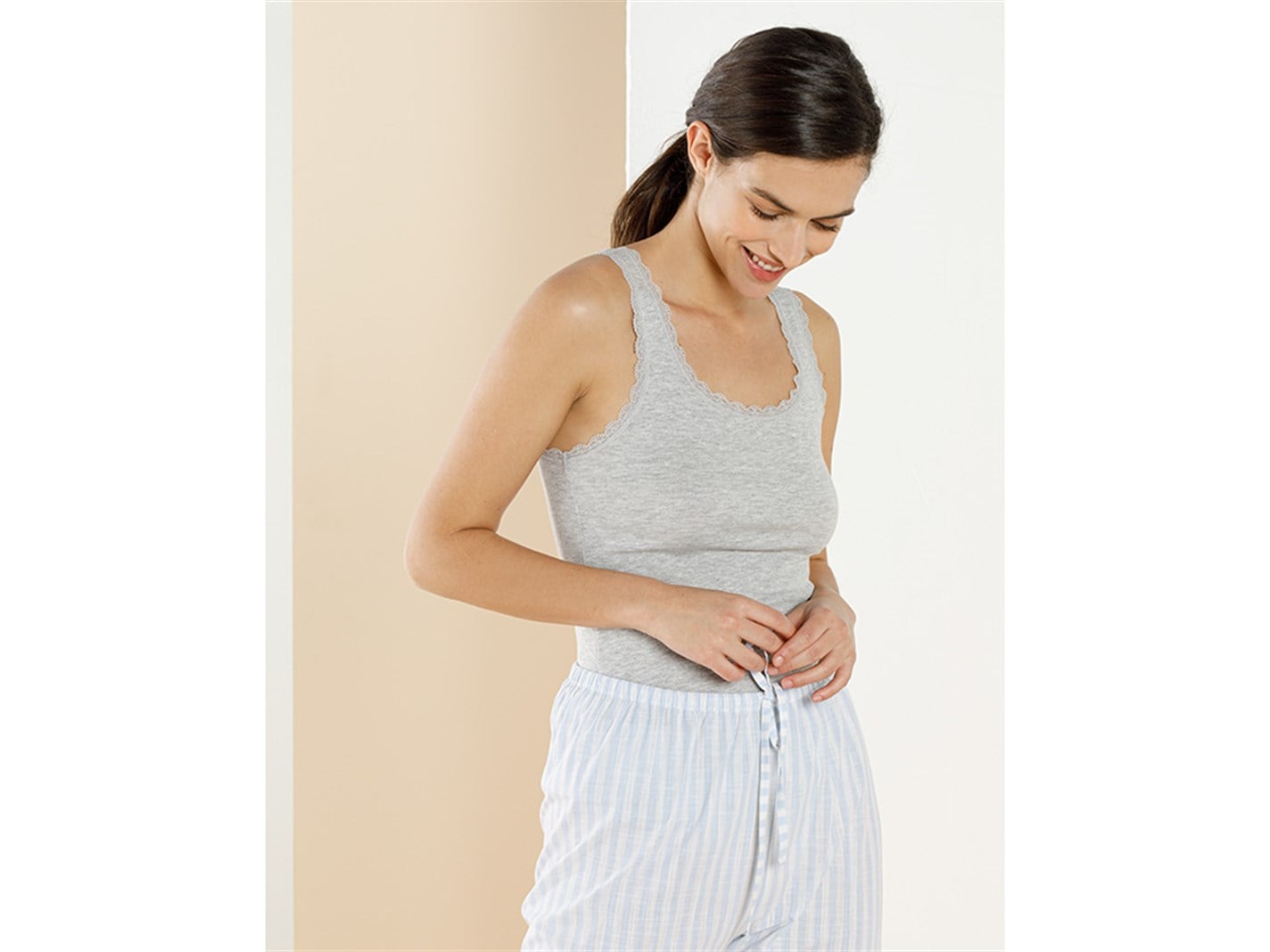 Basic Cotton Kalın Askılı  femei XL Сиво