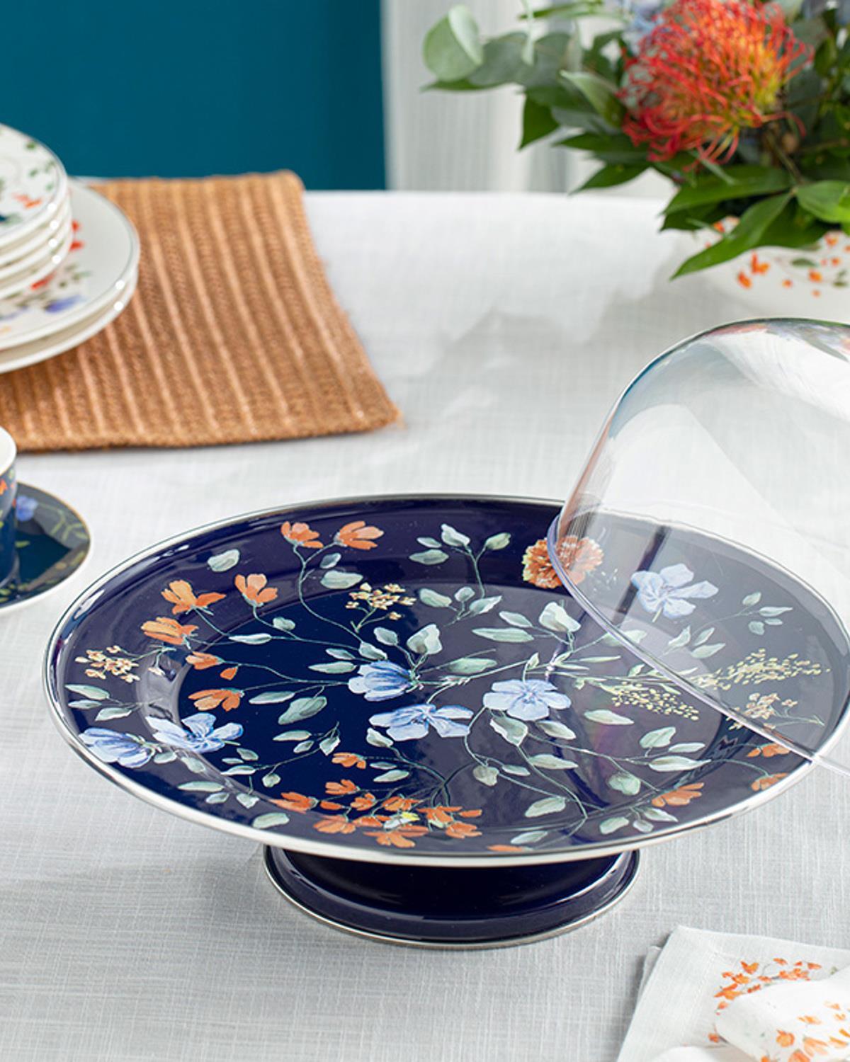 Belleza Enamel Cake Dome 31 cm Cobalt Blue