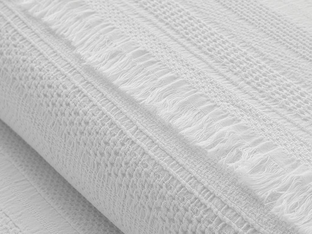 Bianco Bumbac Jakarlı Kıng Sıze Cuvertură De Pat 240*260 Cm Alb