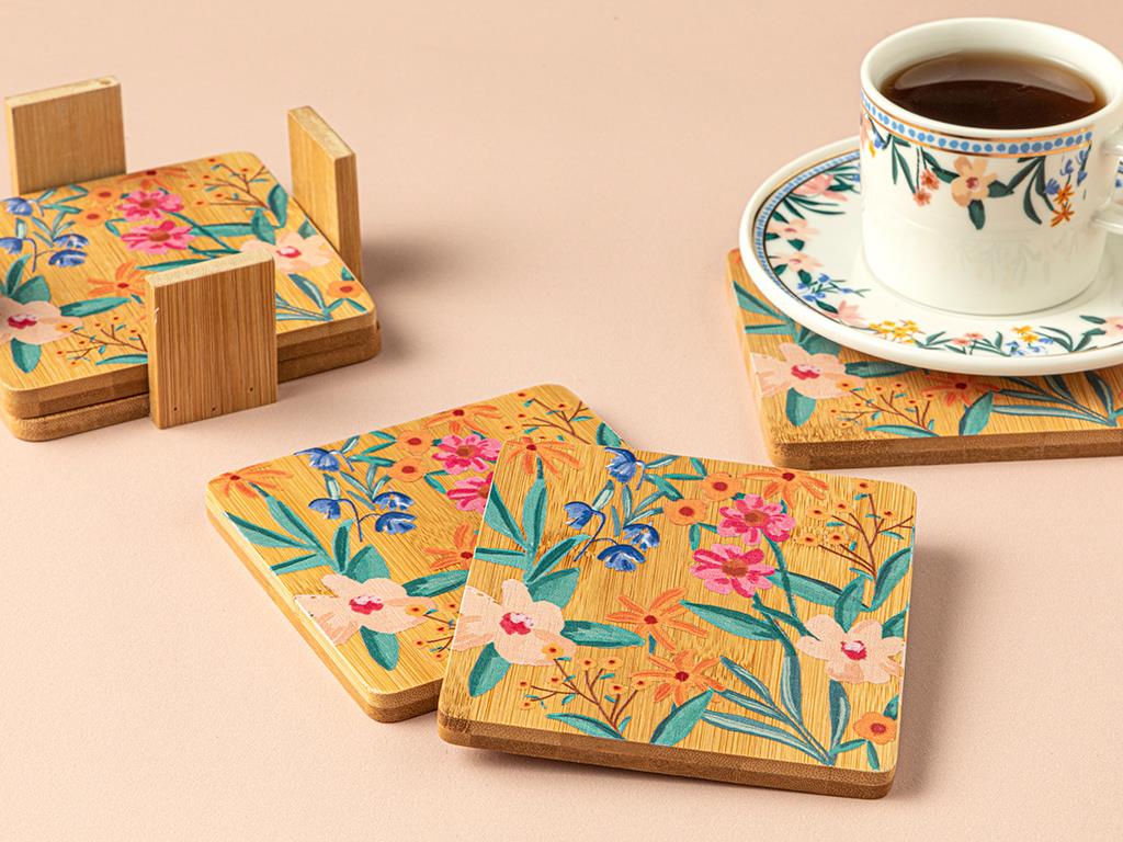 Blomstring Bamboo 4 Set Coaster 12 cm