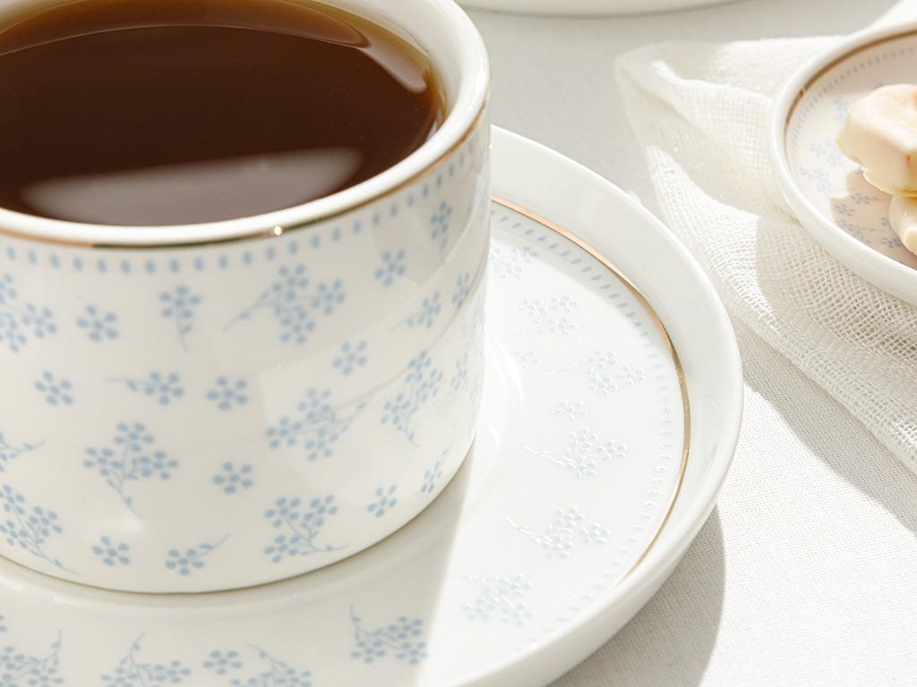 Bloom New Bone 4 Parça 2 Kişilik Tea Cup Set 220 ml White-Blue