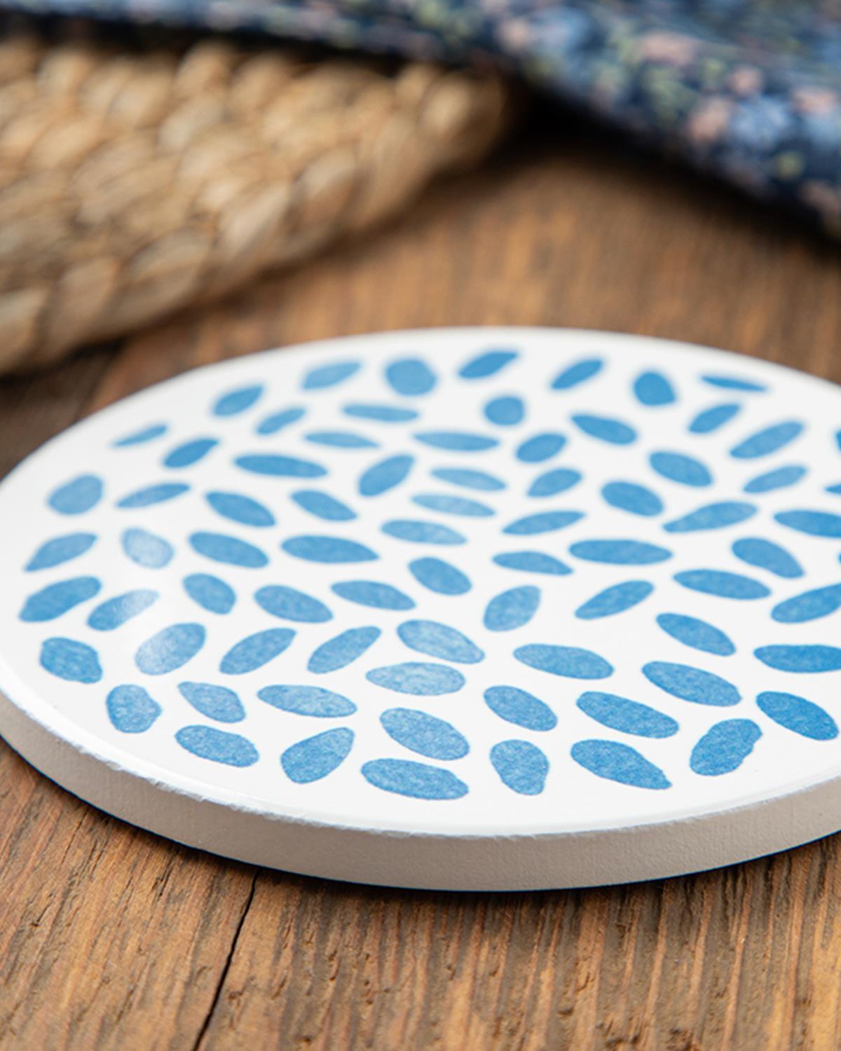 Blue Tiles Silicone Coaster 11 cm Blue
