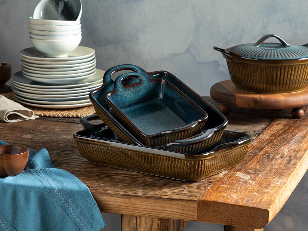 Blurry Stoneware Oven Cover 41,8x23,5x8 cm Blue-Brown