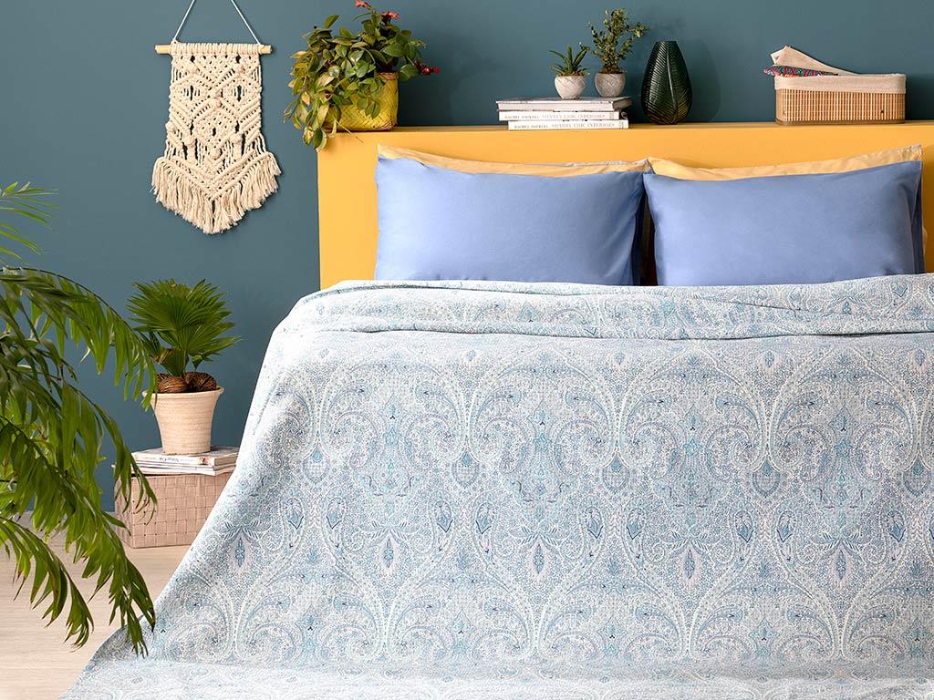 Boho Chic  Cu imprimeu Pentru o persoana  CUVERTURĂ 150x220 cm Albastru