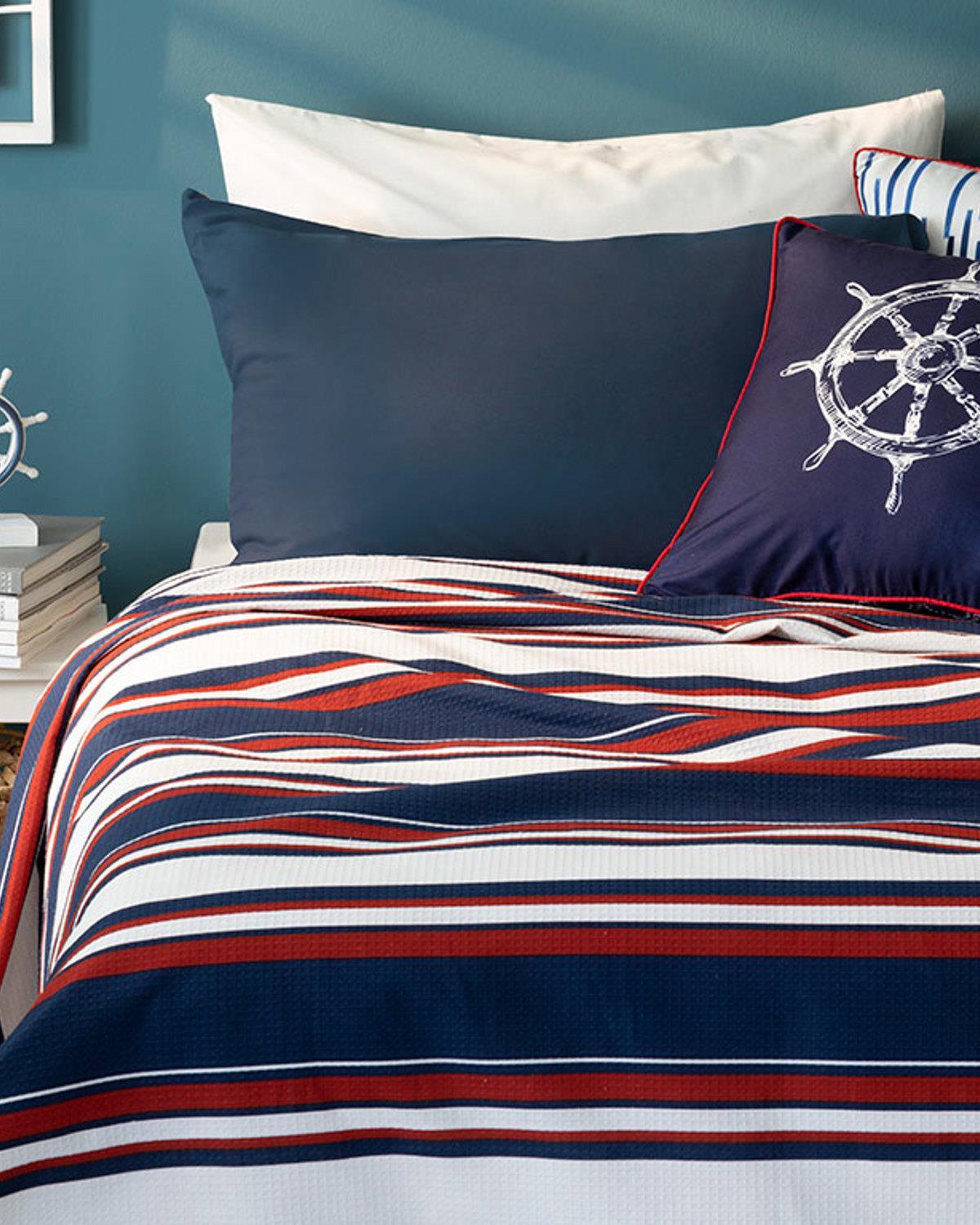 Boho Stripe Imprimat Double Pătură De Vară 200x220 cm Bleumarin