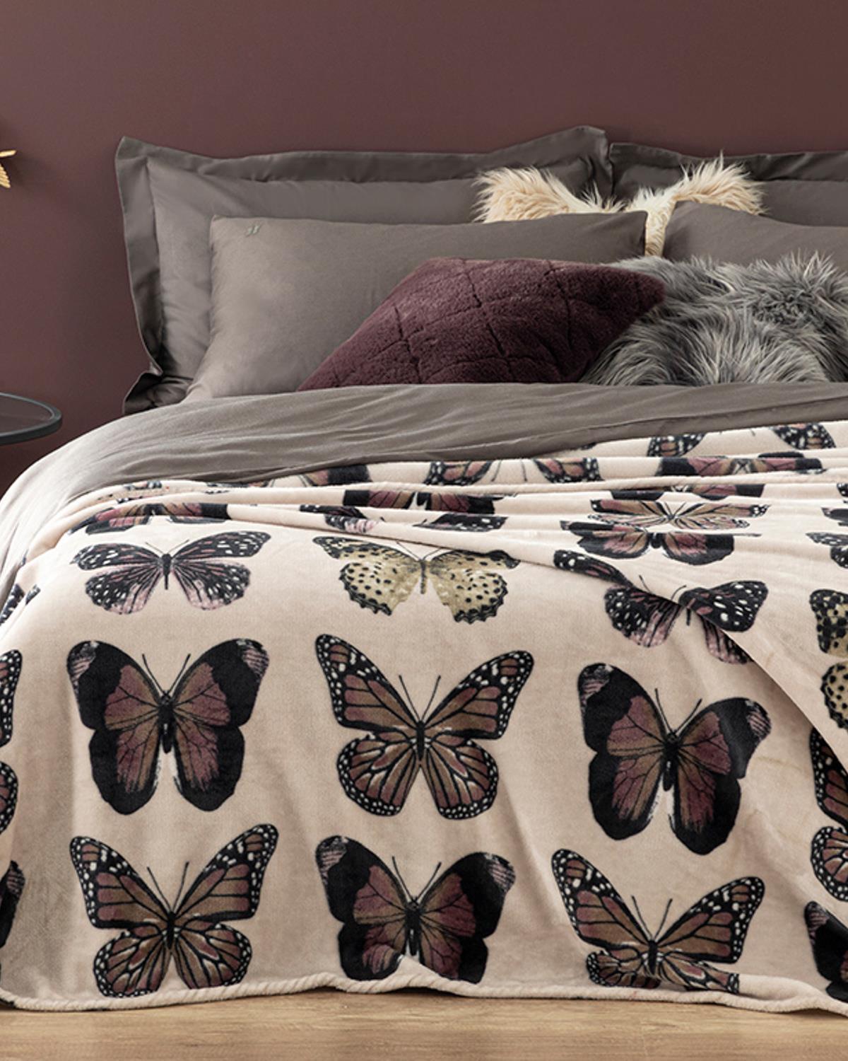 Butterfly Effect Imprimat Super Soft Double Pătură 200x220 cm Culoarea Pietrei