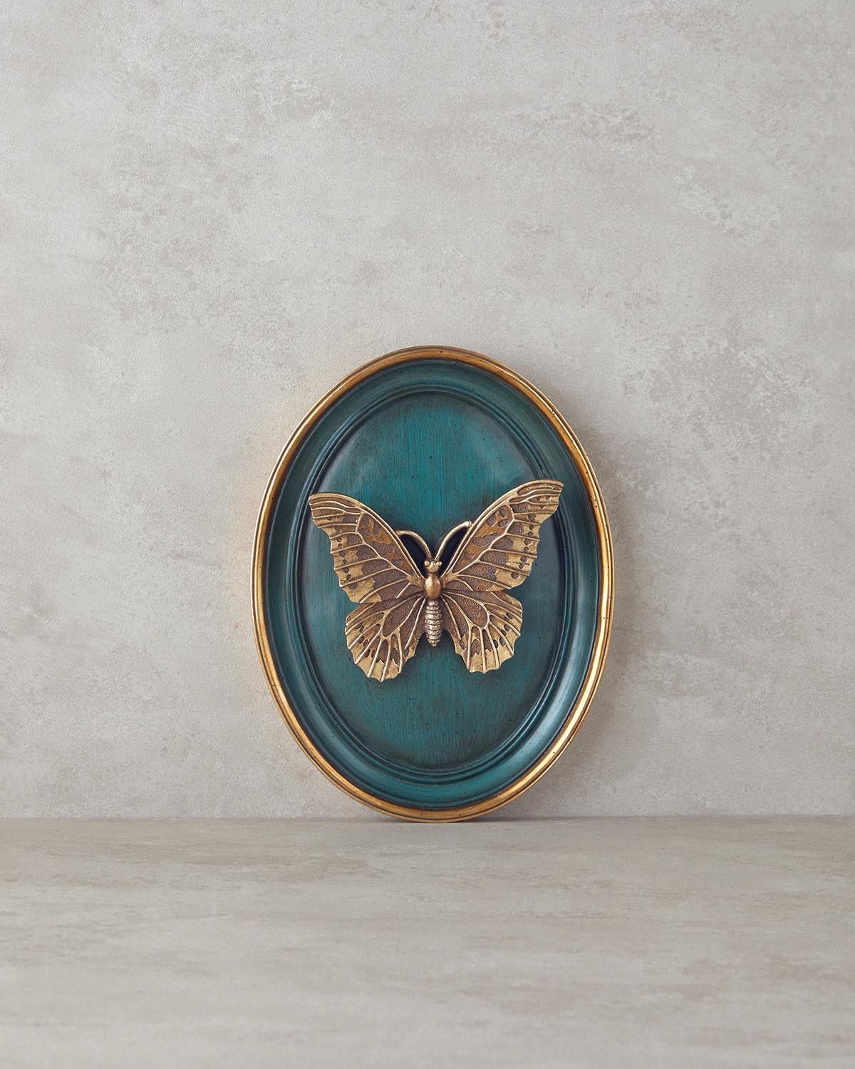 Butterfly Polirăsină Accesoriu De Perete 20x26 cm Albastru închis