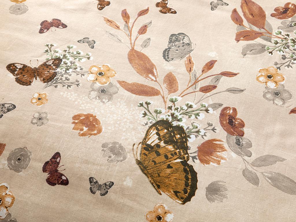 Butterfly Valley Bumbac King Size Set Lenjerie De Pat 240*220 Cm Bej