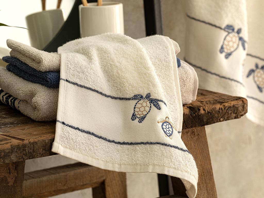 Caretta Cottony embroidered Hand Towel 30x40 cm White