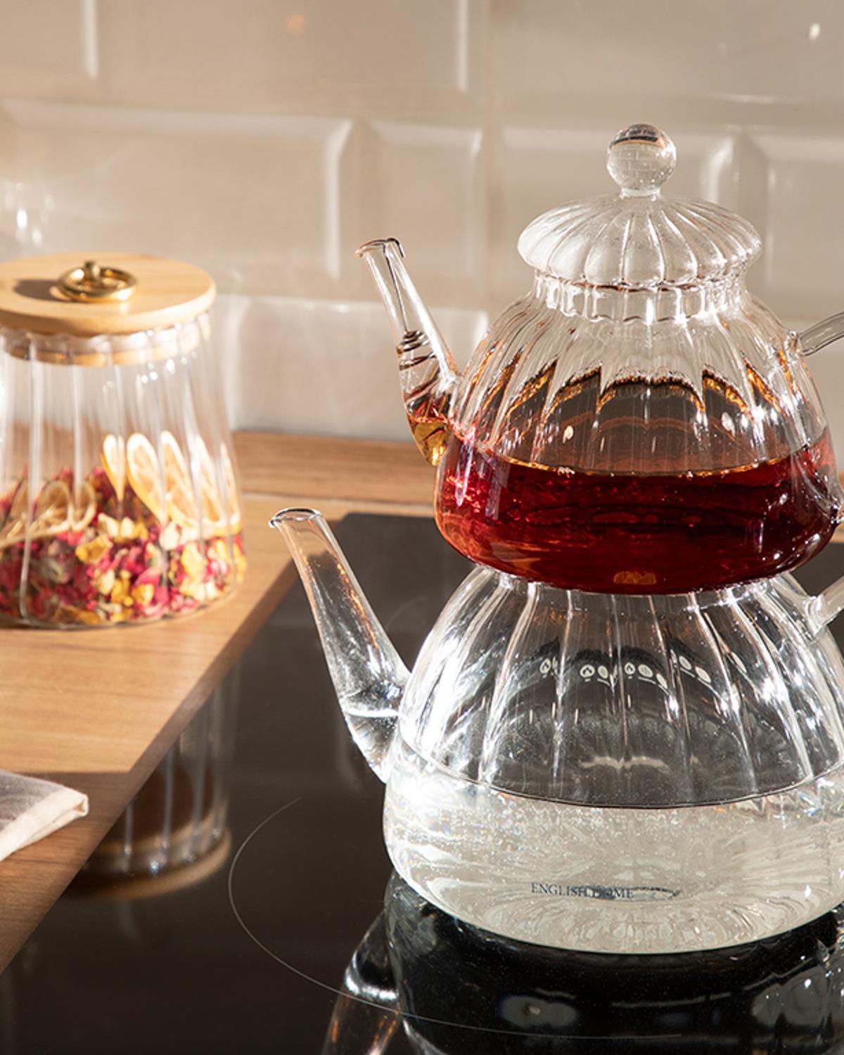 Ceainic turcesc, Rosella, sticlă borosilicată, 600 ml + 1000 ml, transparent