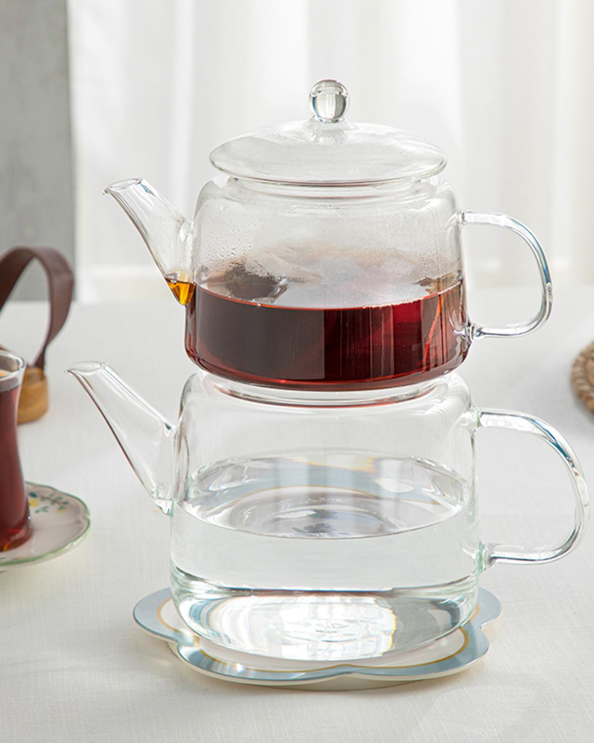 Sensibile Borosilicate Glass Tea Pot 1000 ml + 1500 ml Transparent