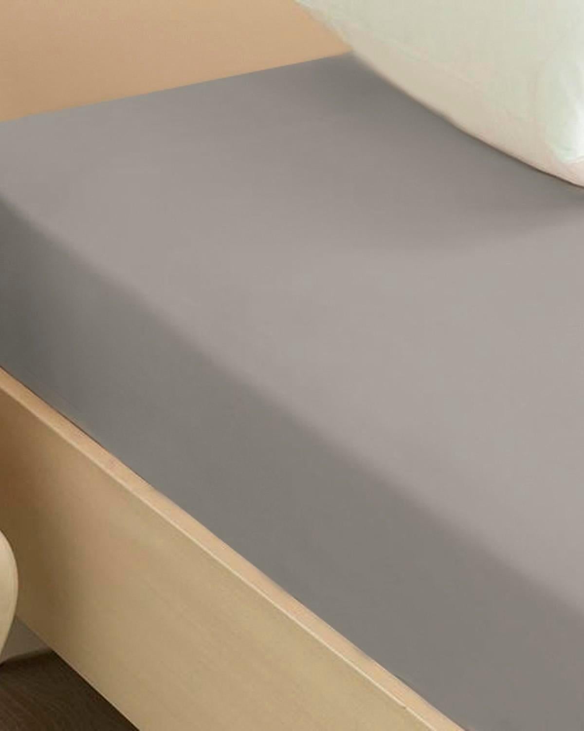 Cearceaf cu elastic, pentru o persoană, Straight, bumbac, 100x200 cm, gri