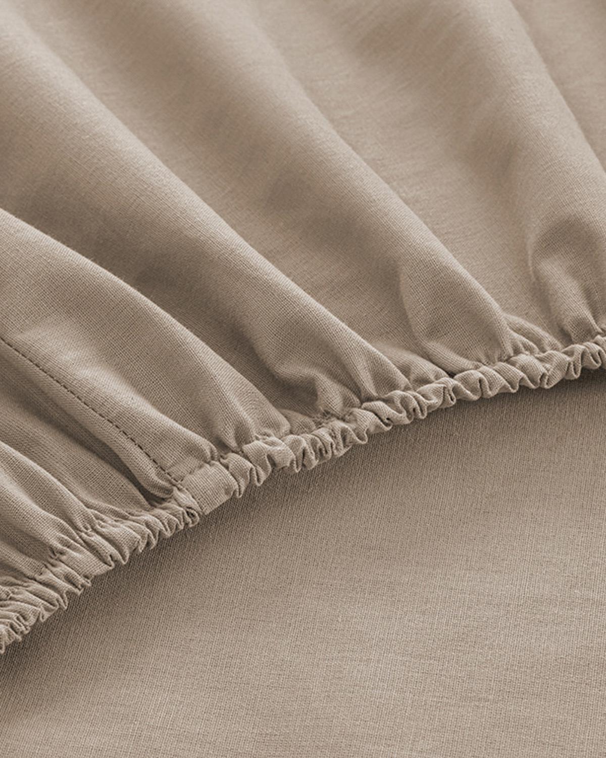Cearceaf cu elastic, pentru o persoană, Straight, bumbac, 120x200 cm, maro