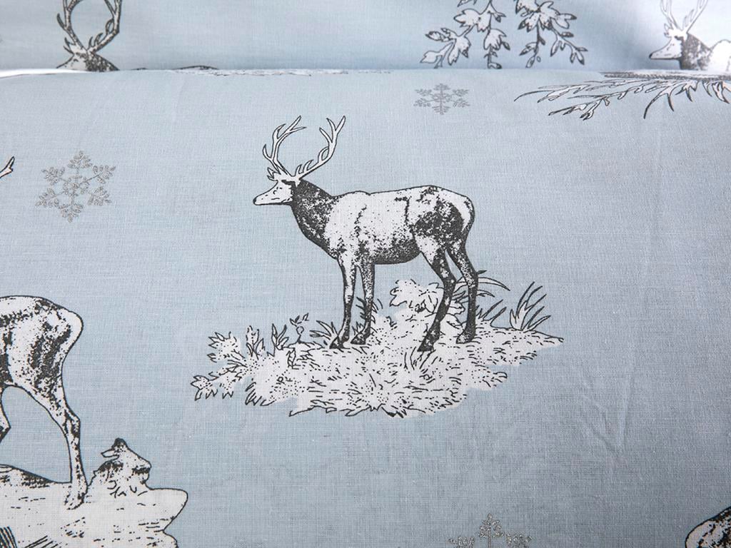 Cerbi veseli Bumbac For One Person  SET LENJERIE DE PAT 160x220 cm Albastru.