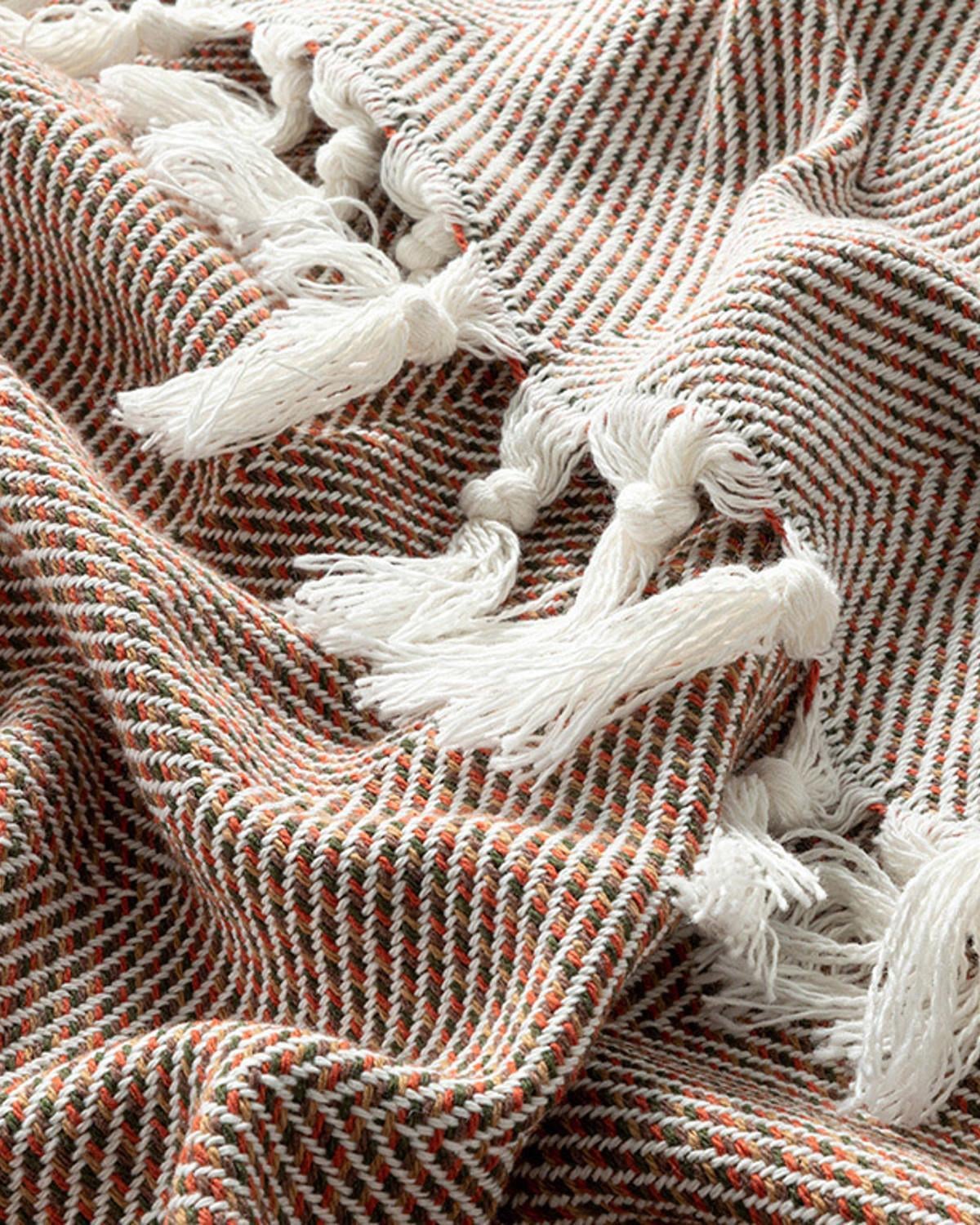 Chevron Țesătură Double Cuvertură Pat 240x260 cm Cărămiziu