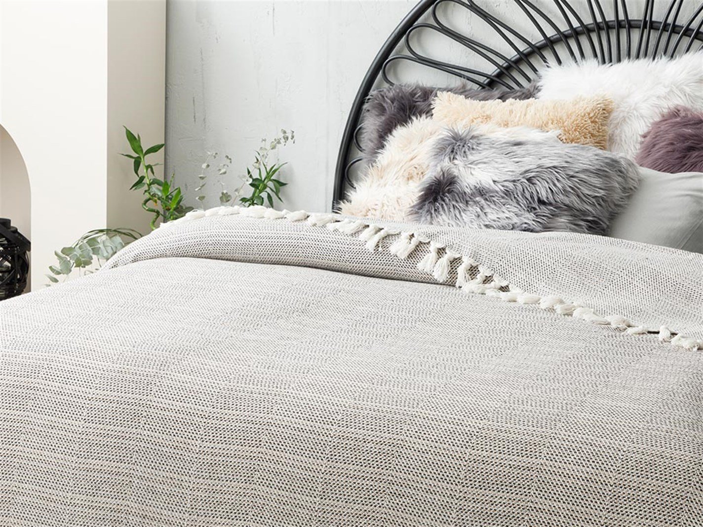 Chevron  Persoană dublă 240x260 cm Bej-negru