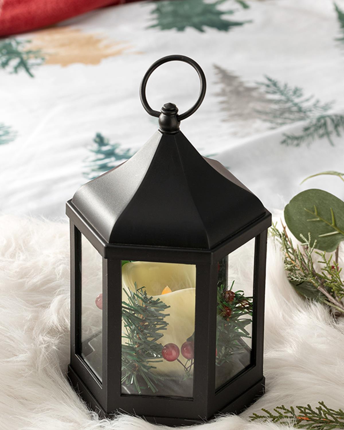 Chris With Led Lantern 20 cm Black