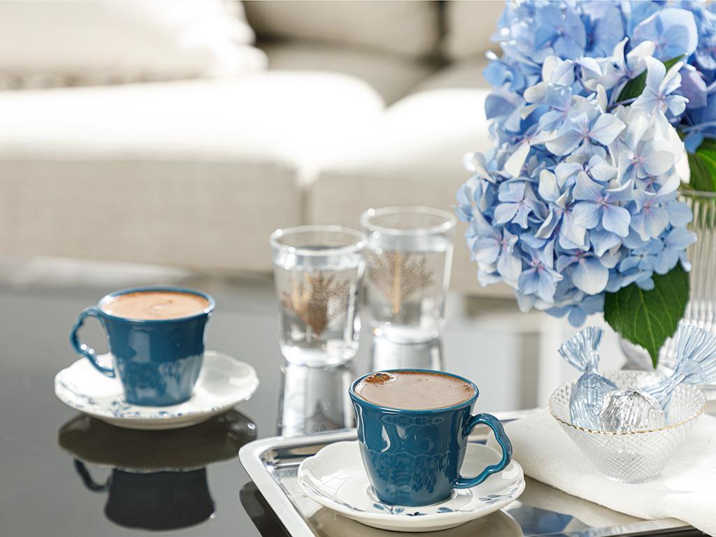 Clover Flower Set De Cești De Cafea 4 Bucăți Pentru 2 Persoane, Porțelan, 80 Ml, Maro Deschis