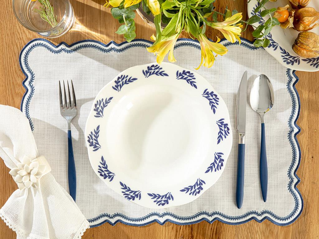 Clover Wind Porcelain Dinner Plate 23 cm White-Blue
