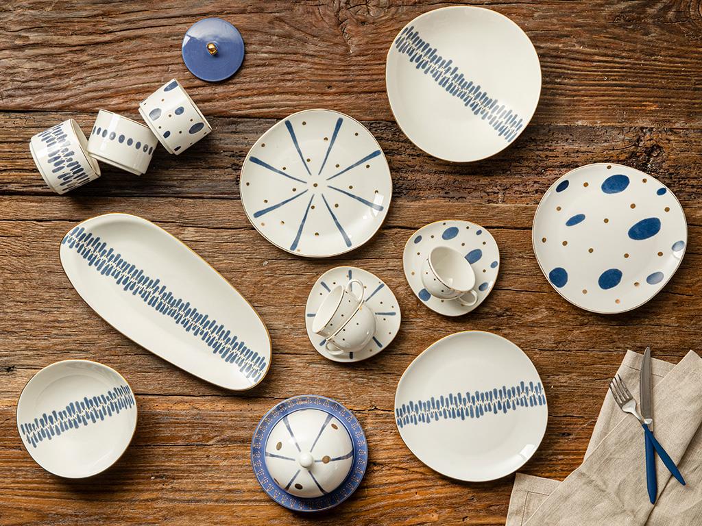 Coastal Blink Porcelain Cake Plate 20 cm Blue - White
