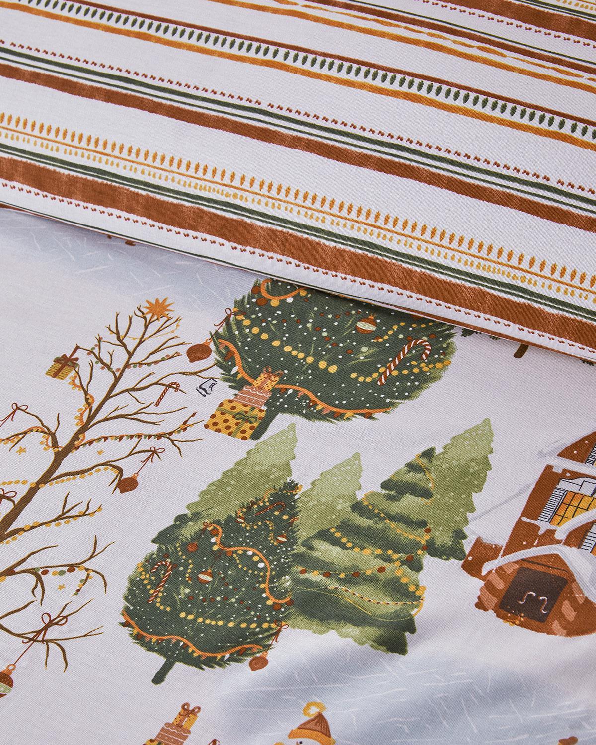 Colmar Bumbac Double Set Lenjerie De Pat 200x220 cm Roșu - Verde