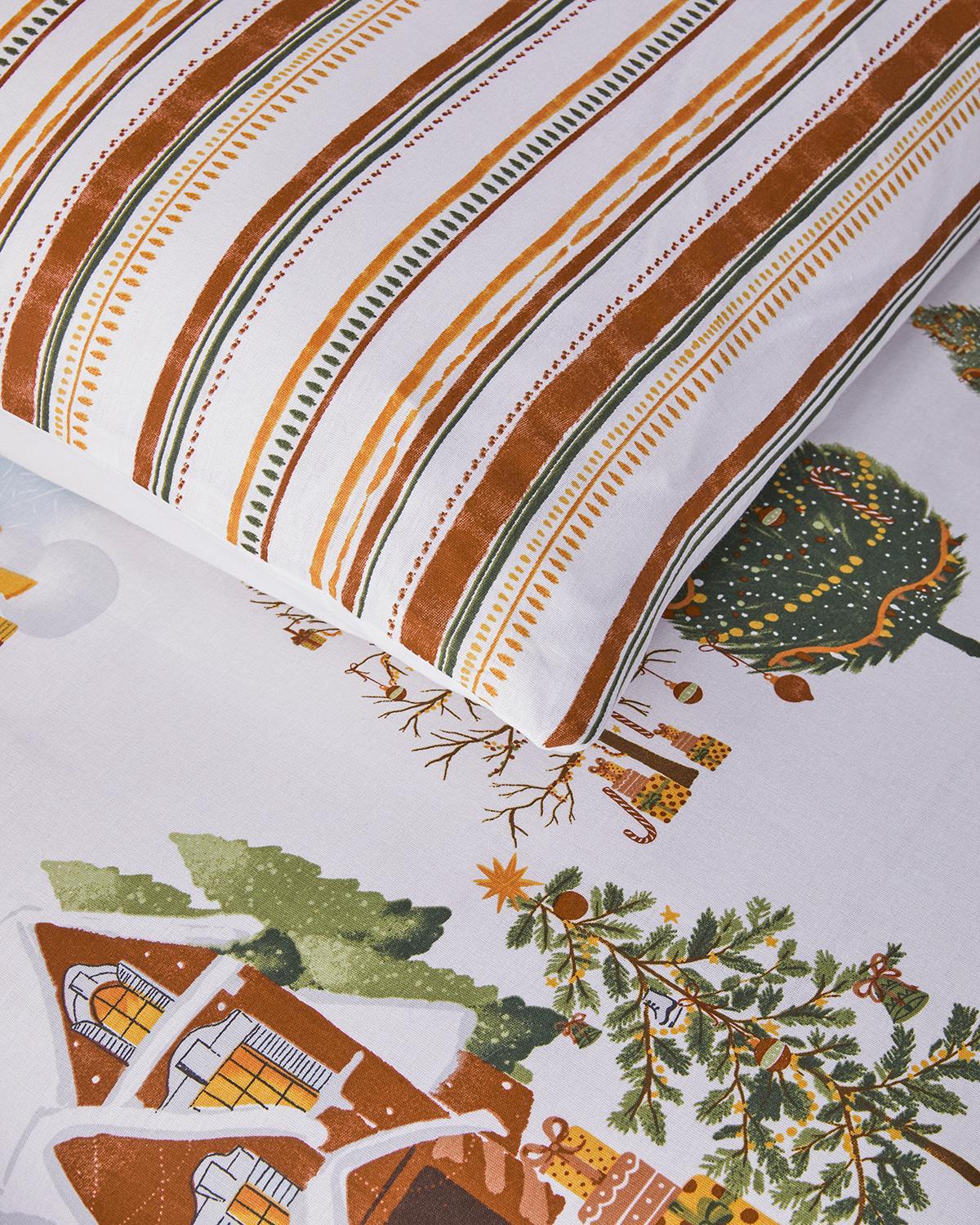Colmar Bumbac Double Set Lenjerie De Pat 200x220 cm Roșu - Verde