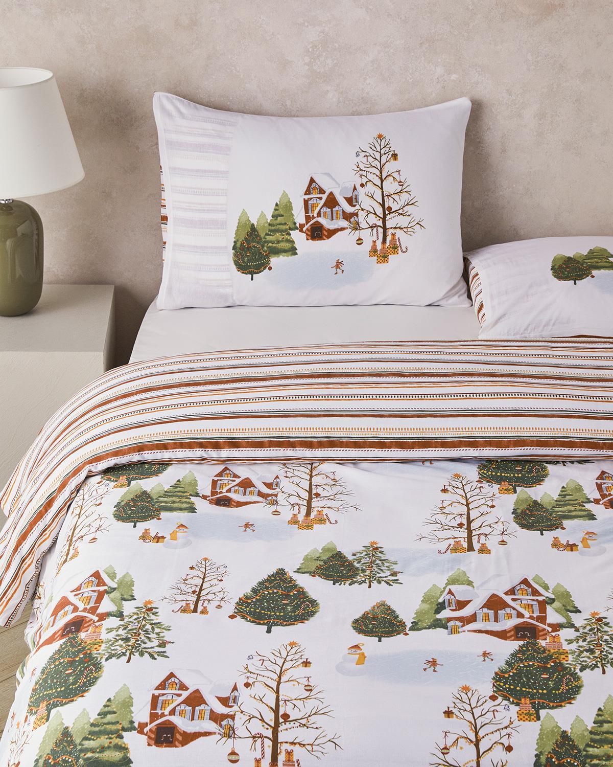 Colmar Bumbac Double Set Lenjerie De Pat 200x220 cm Roșu - Verde