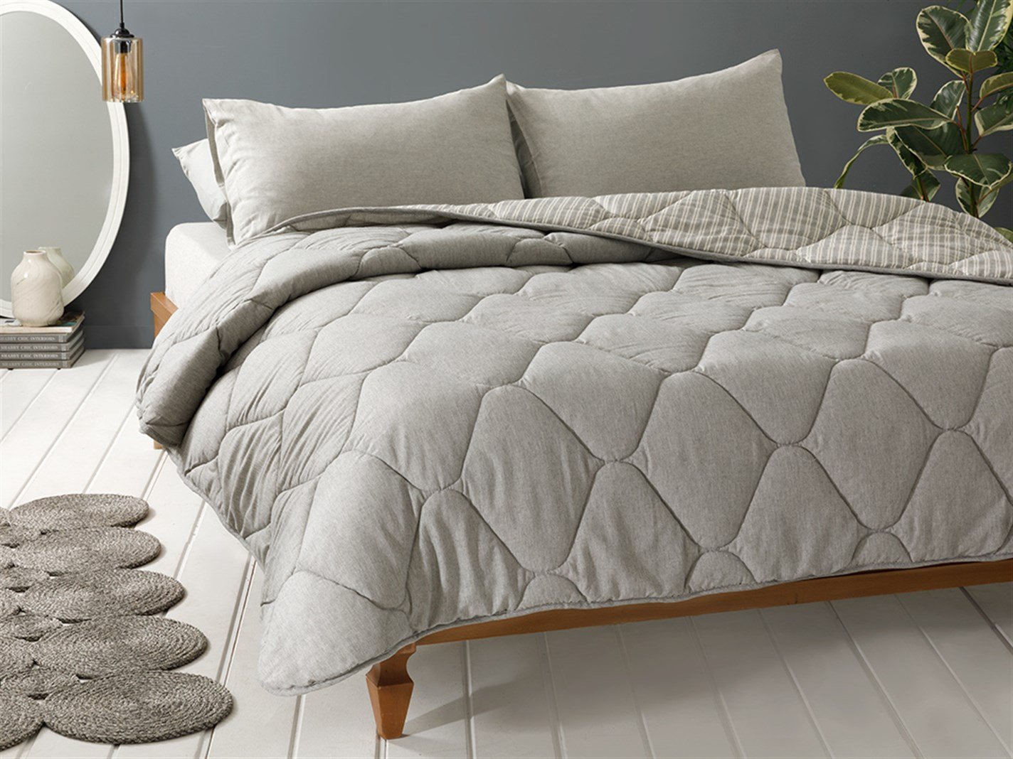 Comfy Stripe Fire vopsite Persoană dublă 200x220 cm Сиво