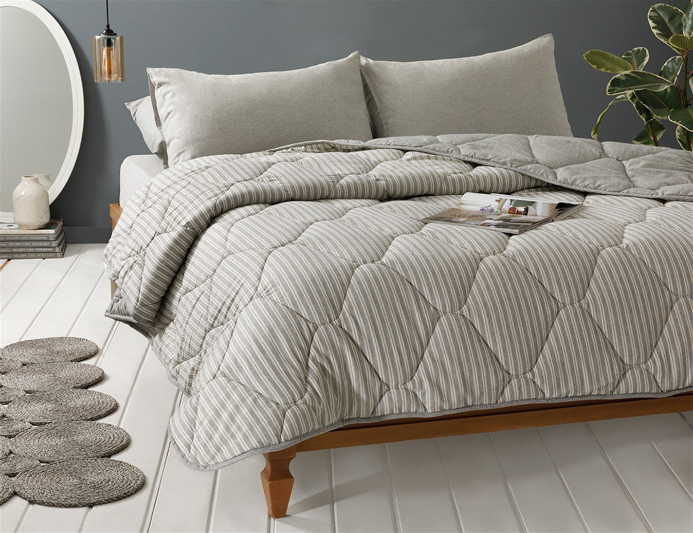 Comfy Stripe Fire vopsite Persoană dublă 200x220 cm Сиво