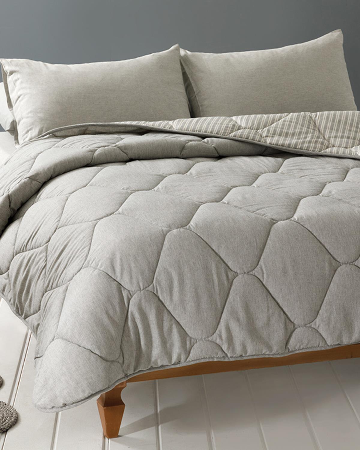 Comfy Stripe Fire Vopsite Single Set Dormit 160x220 cm Gri