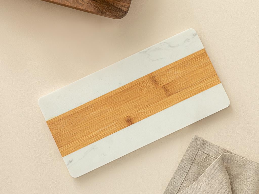 Cozy Bamboo Marbled Cutting Board 30x15 cm