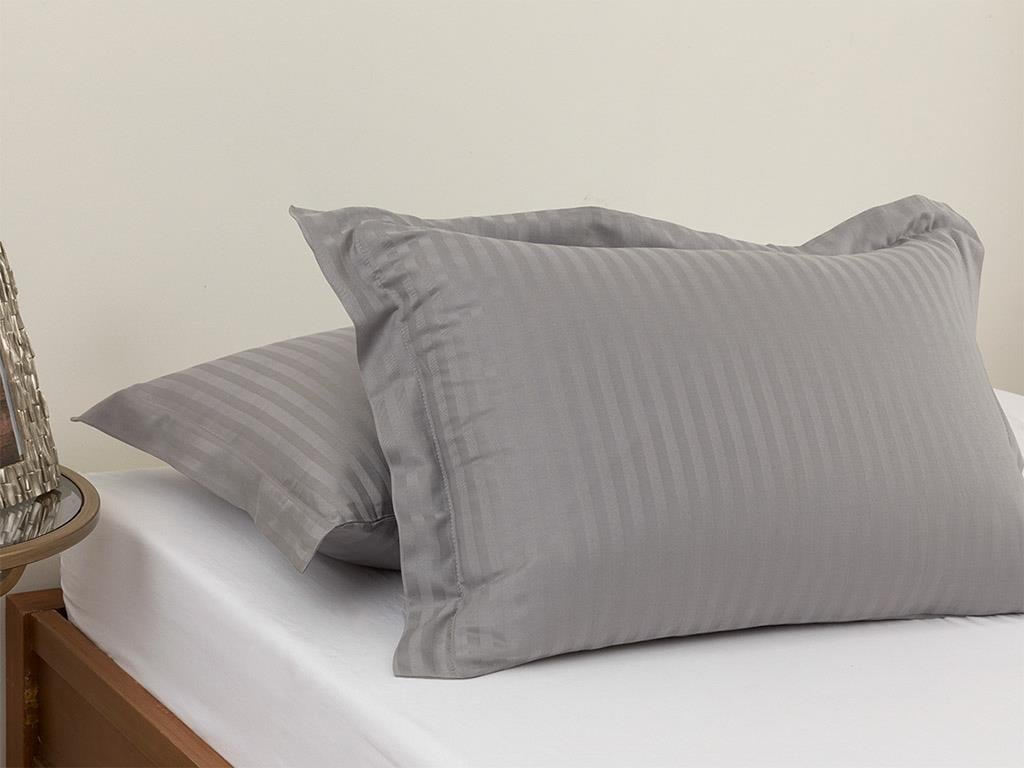 cristal  Twill mătăsos 2 set cu urechi  FAȚĂ DE PERNĂ 50x70 cm Сиво