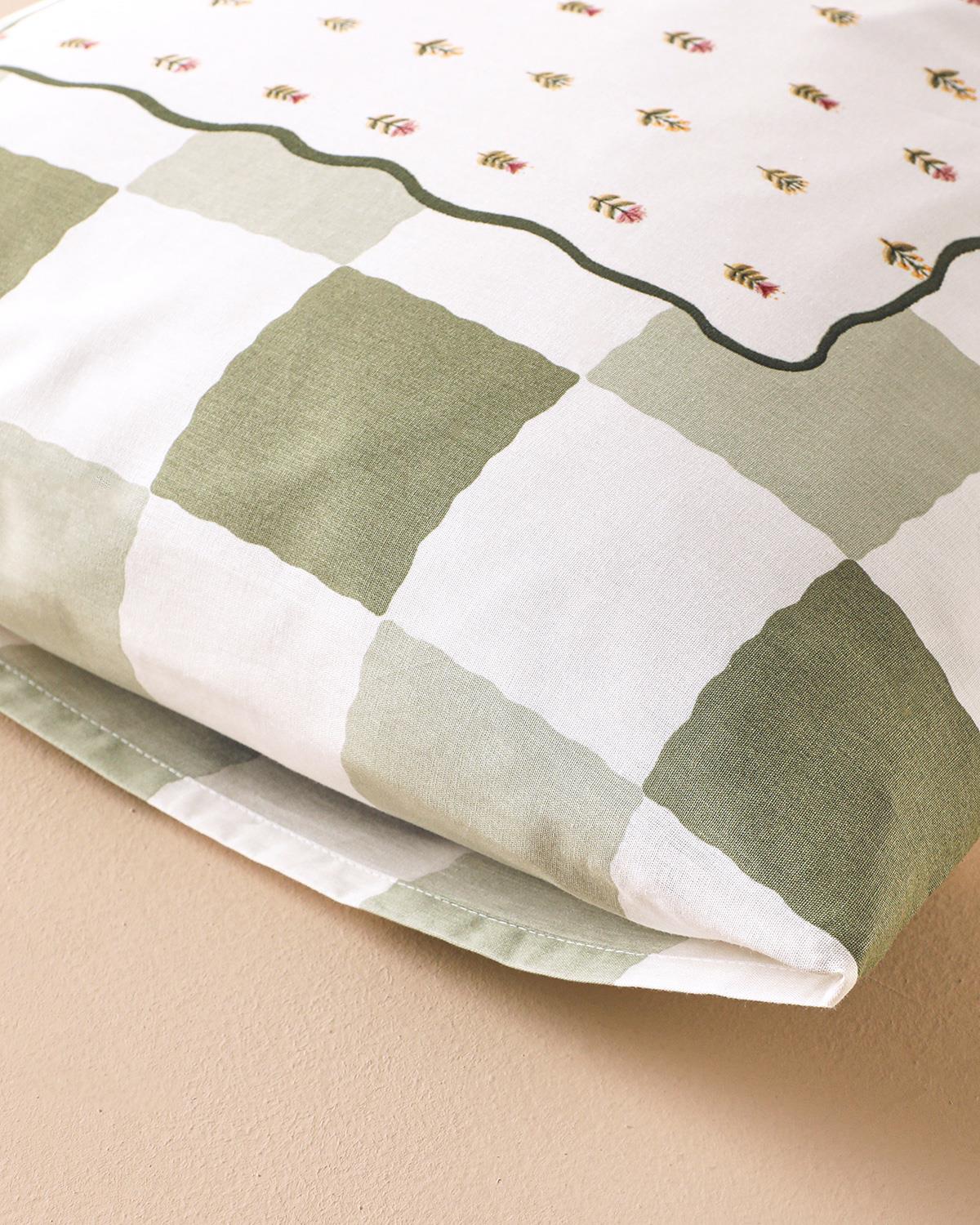 Cu Bumbac Cu 2 Piese Față De Pernă 50x70 cm Verde