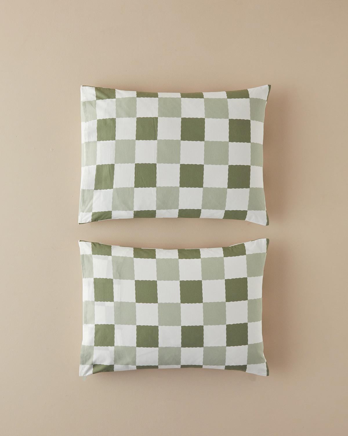 Cu Bumbac Cu 2 Piese Față De Pernă 50x70 cm Verde