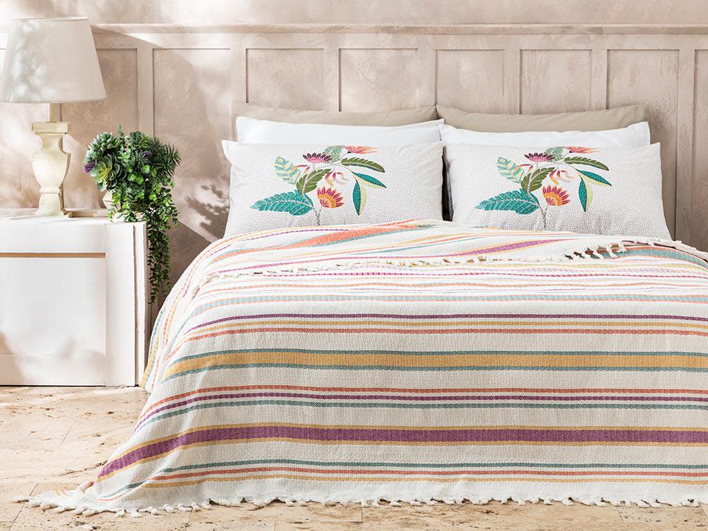 Cuvertură pat, King size, Laria, bumbac-acril, 240x260 cm, portocaliu