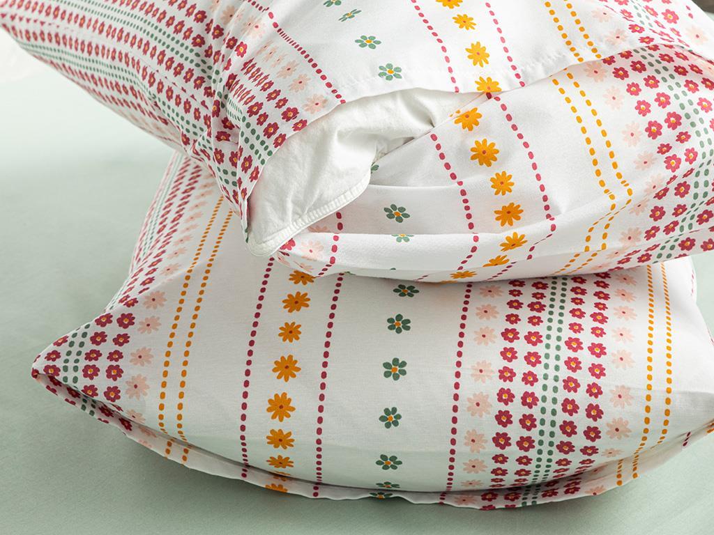 Daisy Lines Față De Pernă Set 2, Ușor De Calcat, 50*70 Cm, Albastru-Maro
