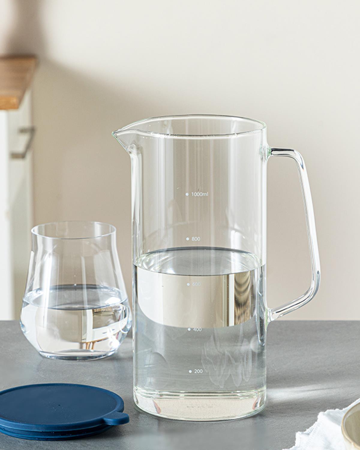 Daphne Sticlă De Apă Capac De Silicon, Borosilicat, 1000 Ml, Natural - Burgundia