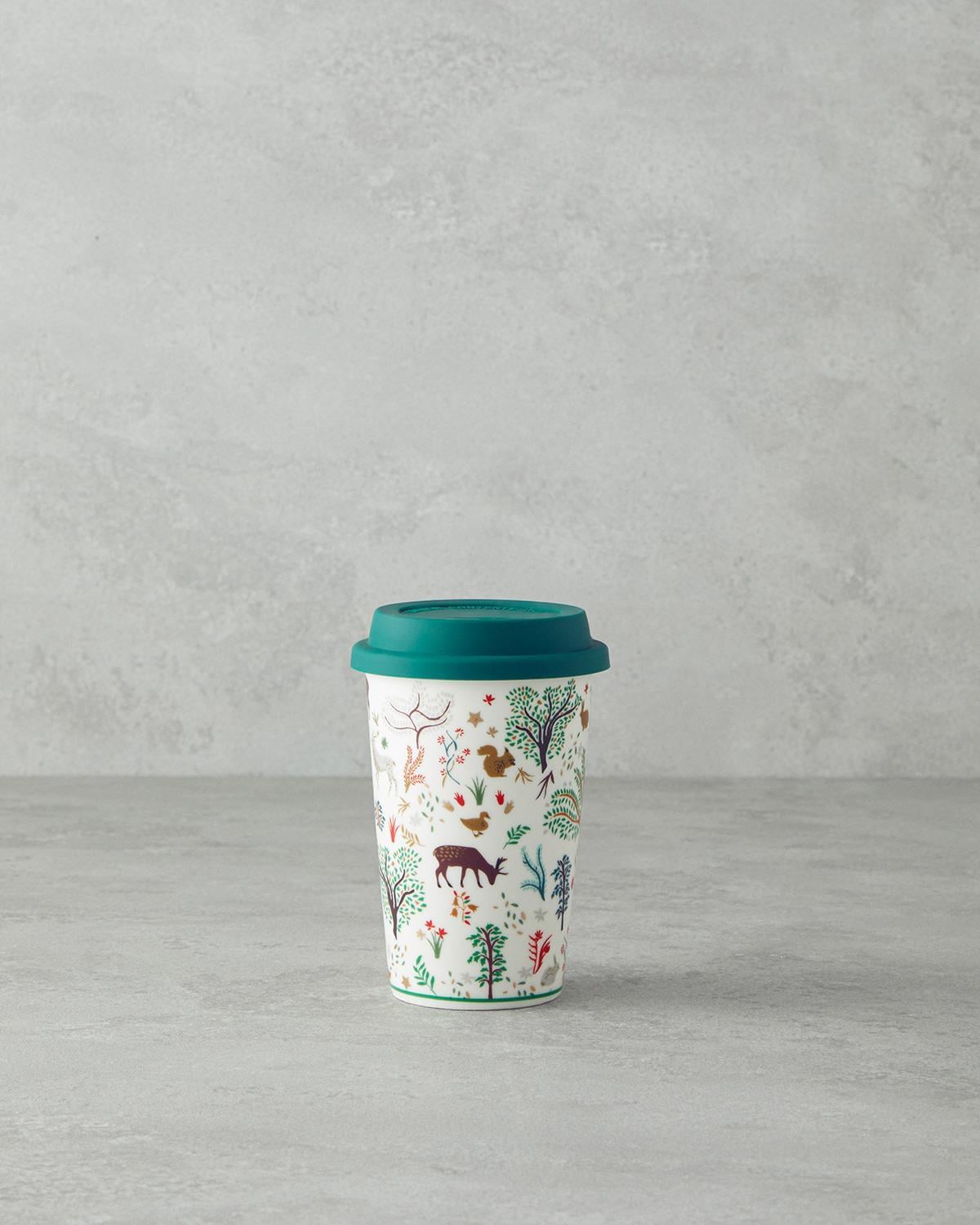 Deep Forest Porțelan New Bone China Cu Capac De Silicon Cană De Călătorie 400 ml Verde